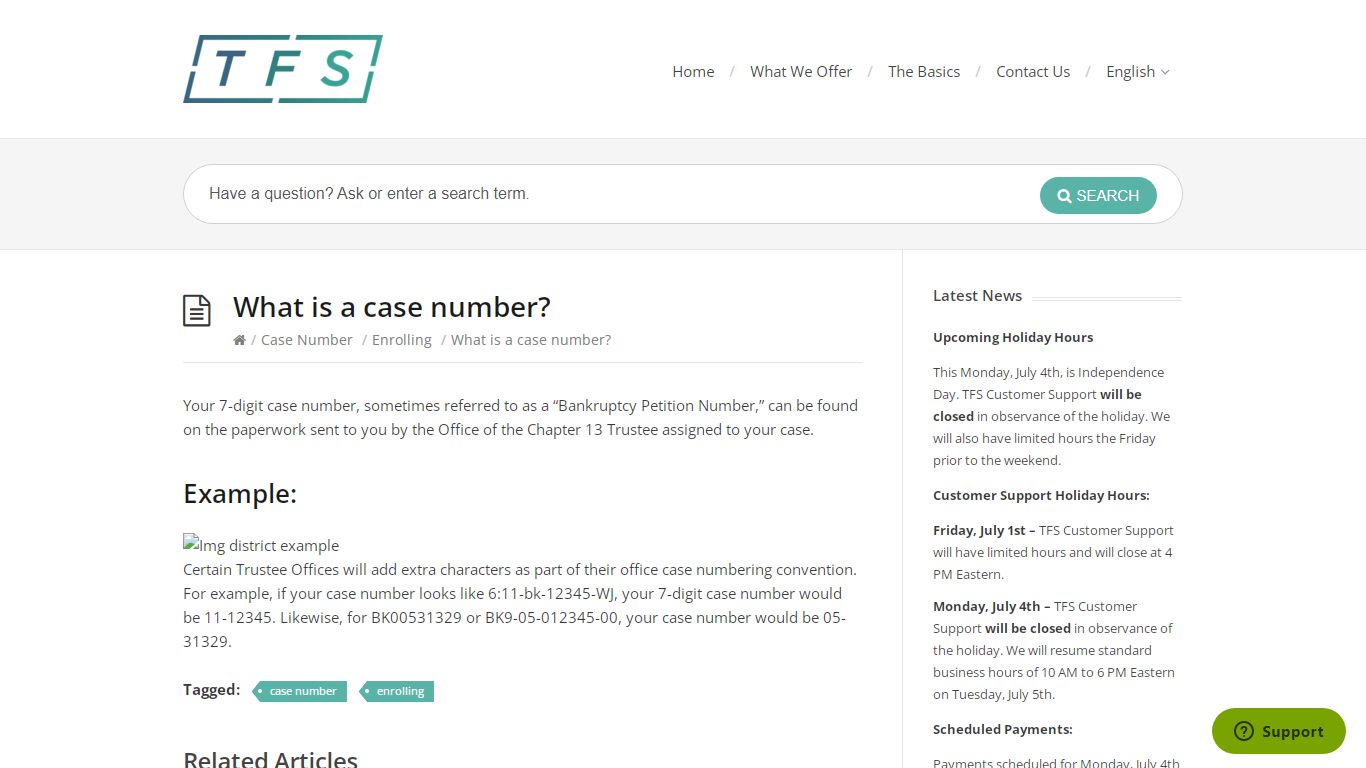 What is a case number? – TFS Bill Pay Customer Support